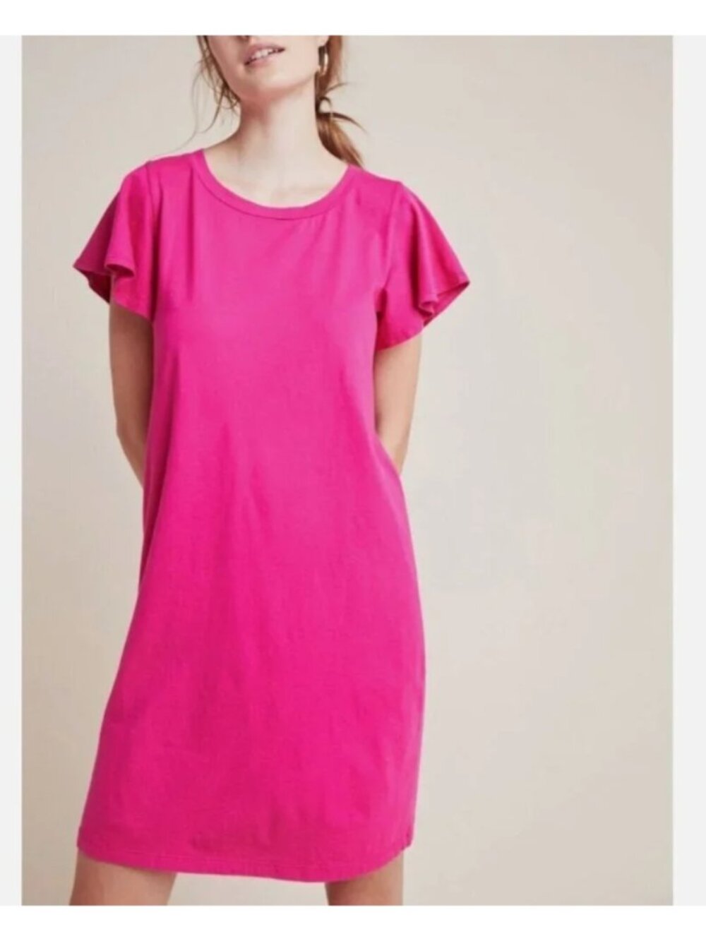 ANTHROPOLOGIE T.LA MAGENTA FLUTTER SLEEVE TEE DRESS - Size XS